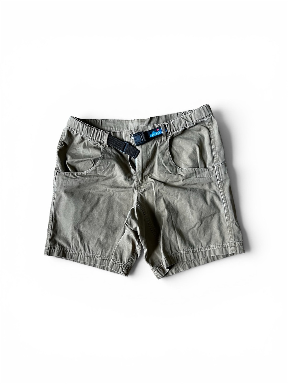 Kavu Olive Green Tan Hybrid Shorts with Web Belt